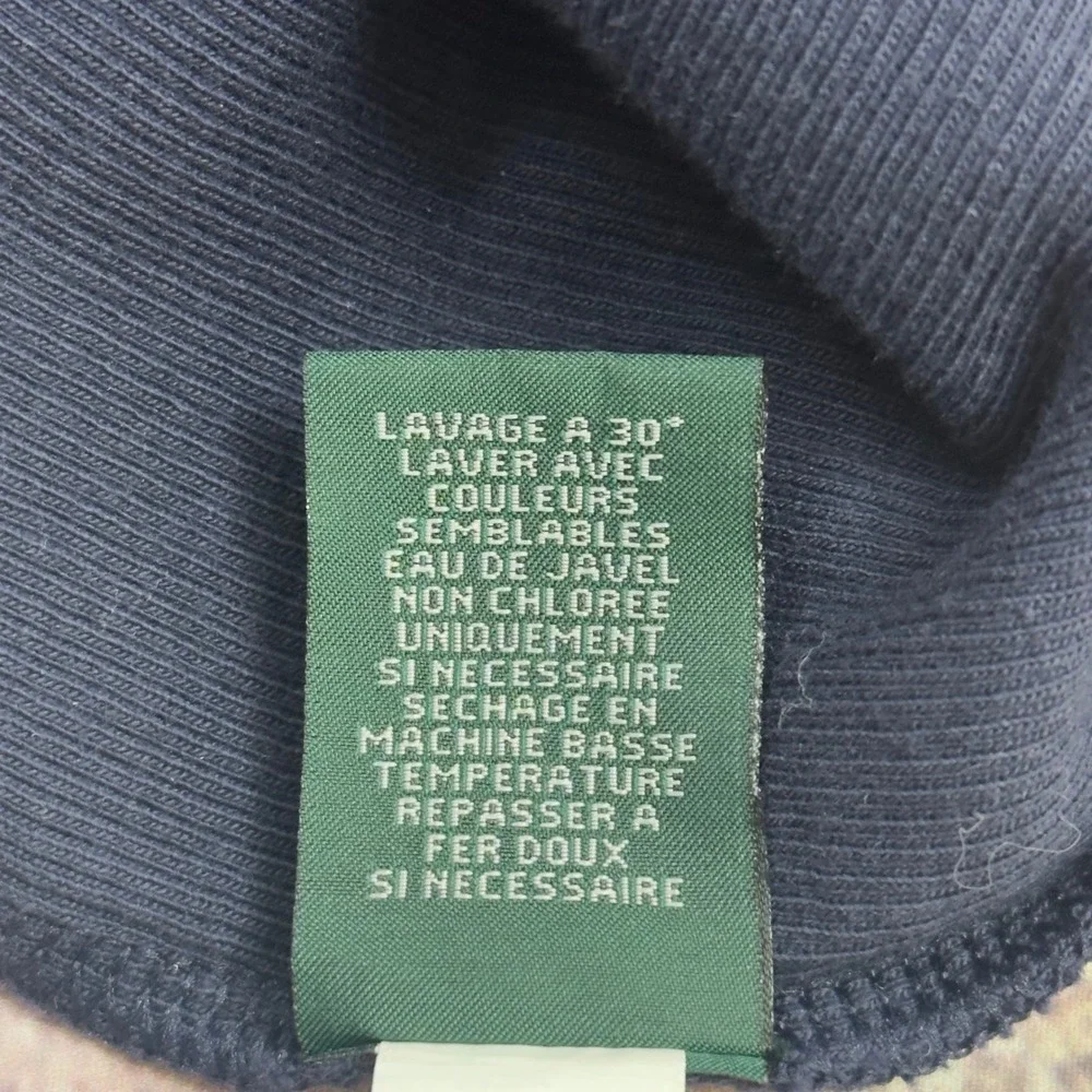 Lauren Jeans Co Ralph Lauren Navy Blue Ruffle V-Neck Ribbed Pima Cotton Top‎ L - Picture 13 of 13